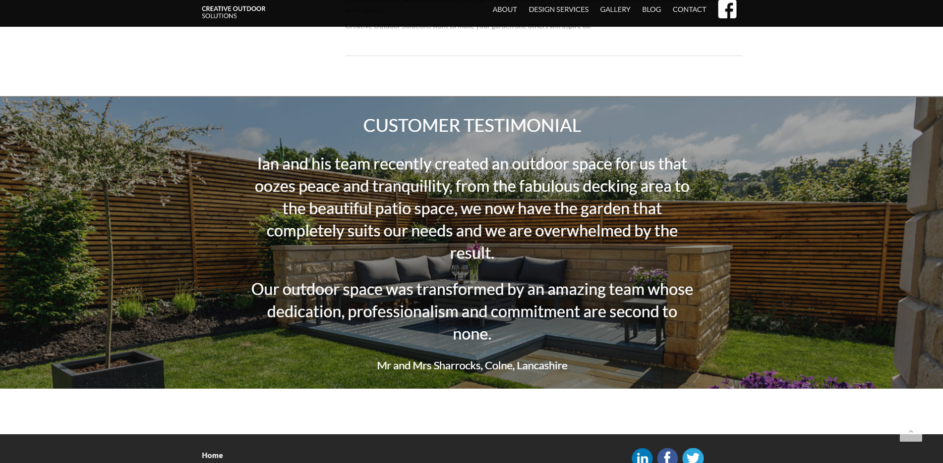 Creative Outdoor Solutions testimonials page