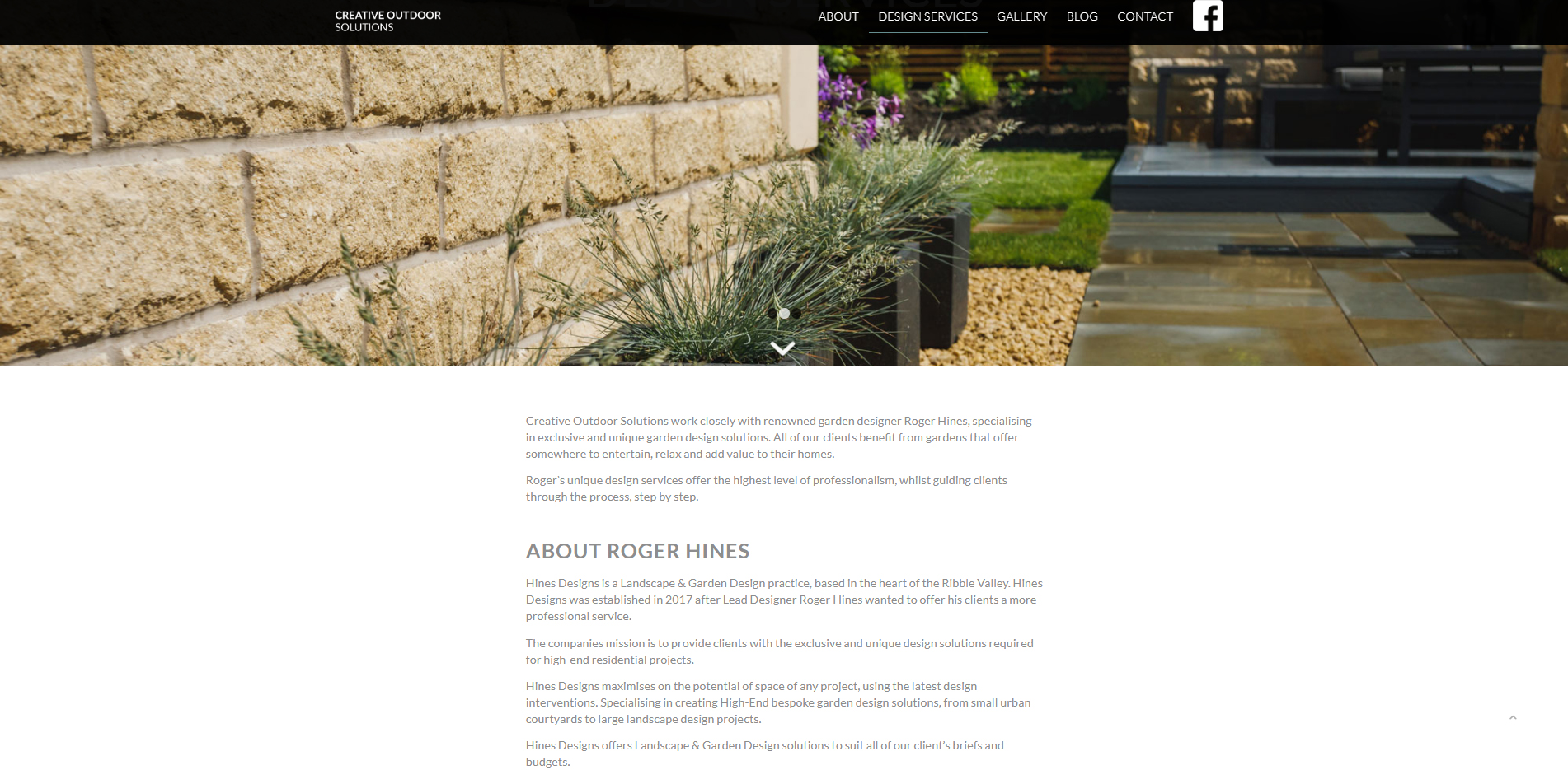 Creative Outdoor Solutions inner page example